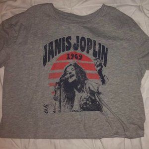 grey janis joplin oversized crop tee